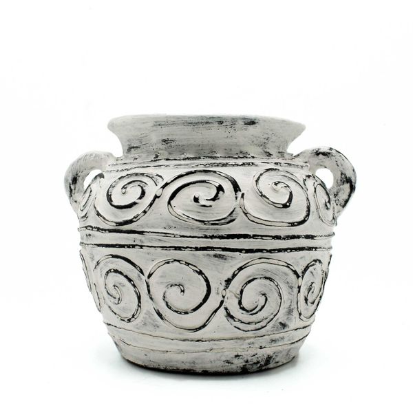 Jarra de Barro Grega com Pegas - Creme 15cm