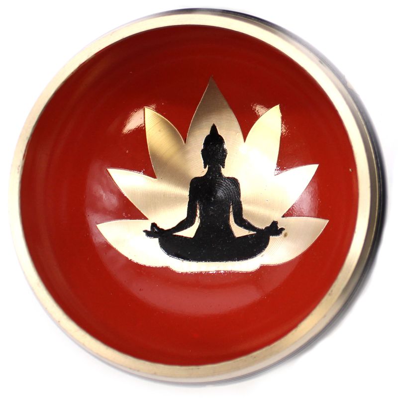 Conjunto de taças  tibetanas Buda - Preto/Laranja 10,7 cm