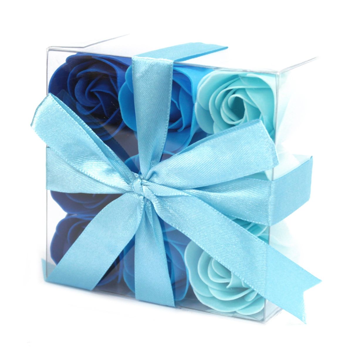 Conjunto de 9 flores de sabão - rosas azuis