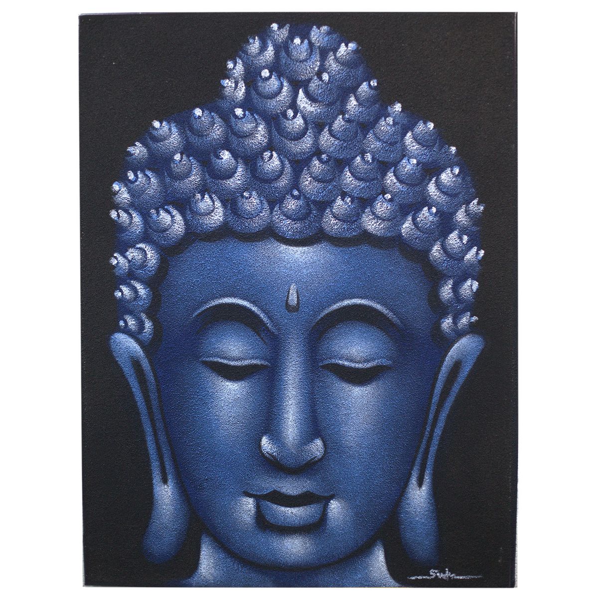 Quadro de Buda - Acabamento em Areia e Azul