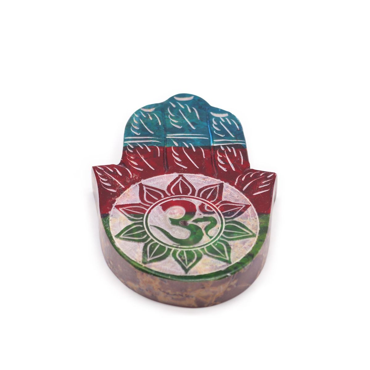 Porta-incenso Hamsa de esteatita 9x6 cm - OM