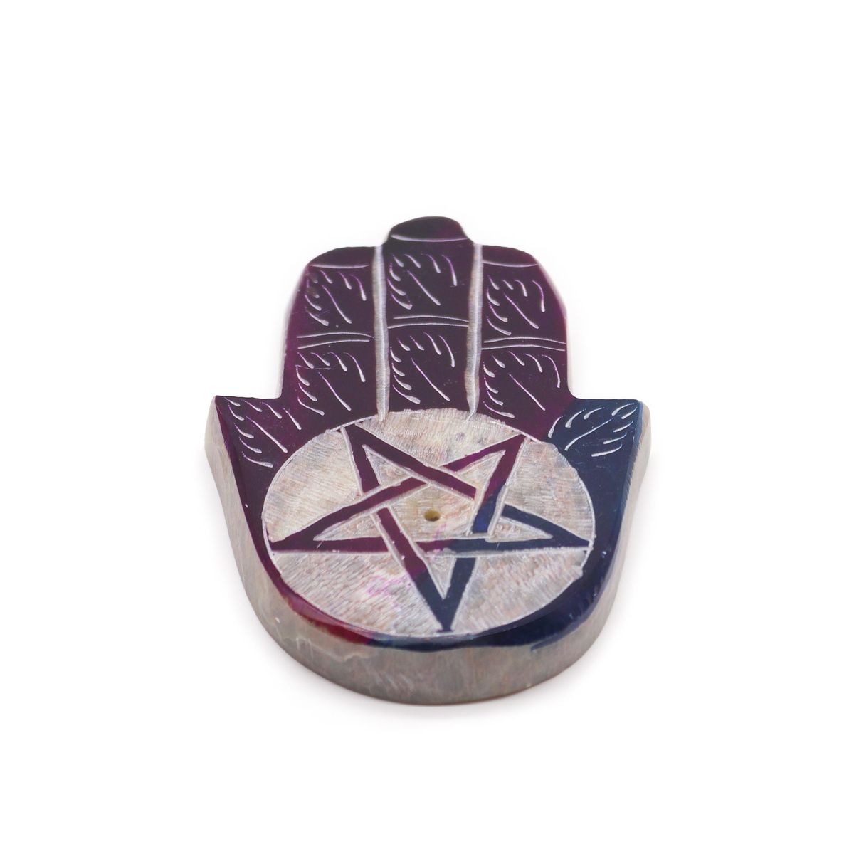 Porta-incenso Hamsa de esteatita 9x6 cm - Pentágono