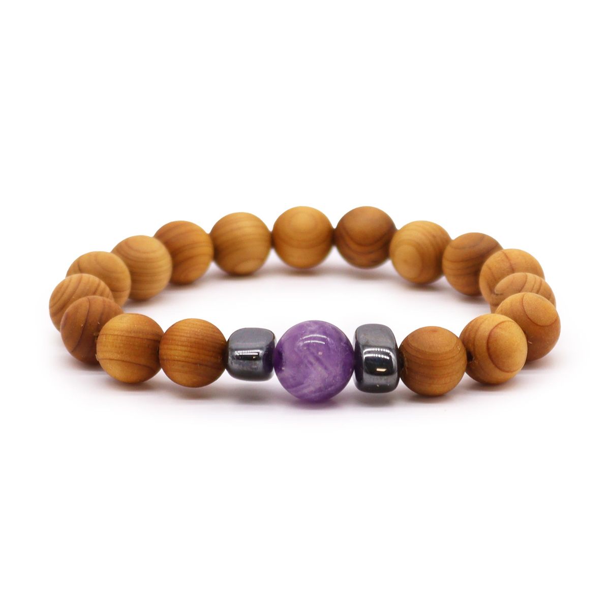 Pulseira de Cedro - Chakra do Terceiro Olho - Ametista