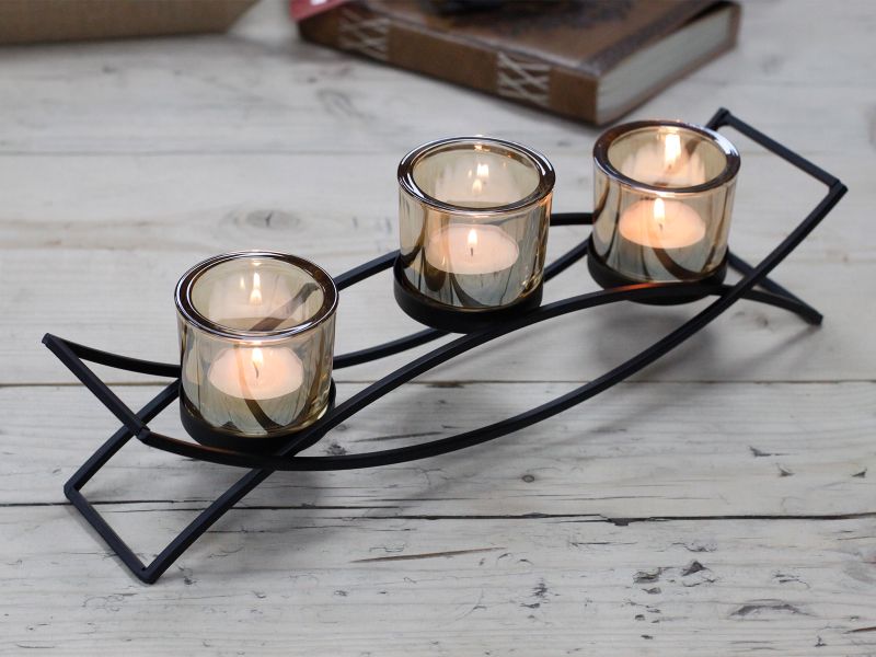 Bougeoir Votif en Fer - 3 coupes Zen