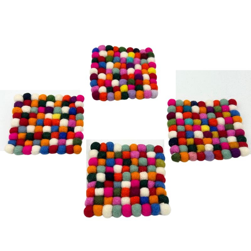 Čtvercové Plstěné Podložky - 10cm - Více Barev (set 4)