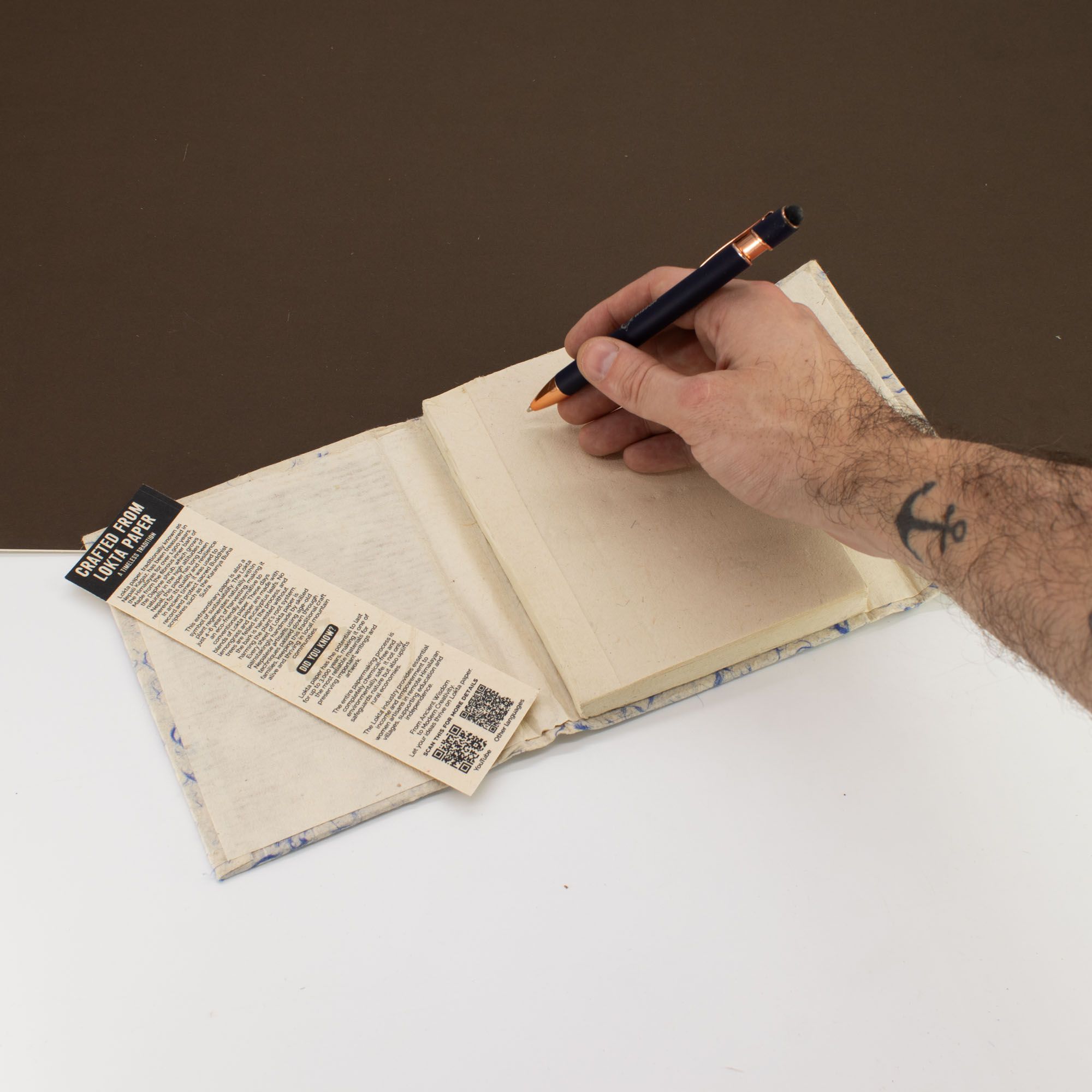 Medelstor Lokta Anteckningsbok i Blandad Blå (15x12cm) - 45 Blad