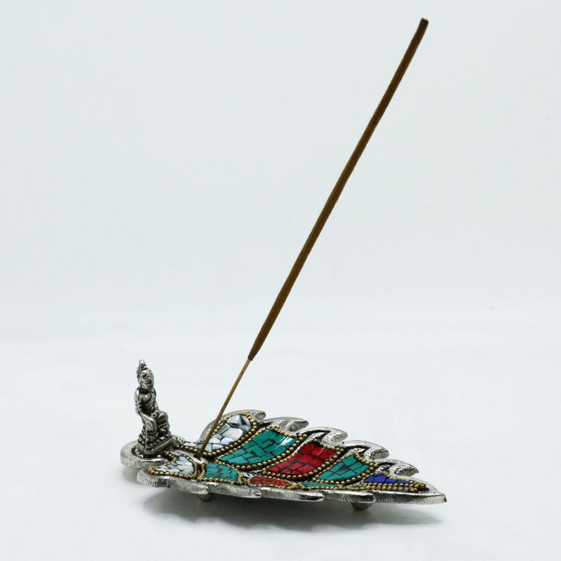 Porte-encens tibétain feuille de Bouddha