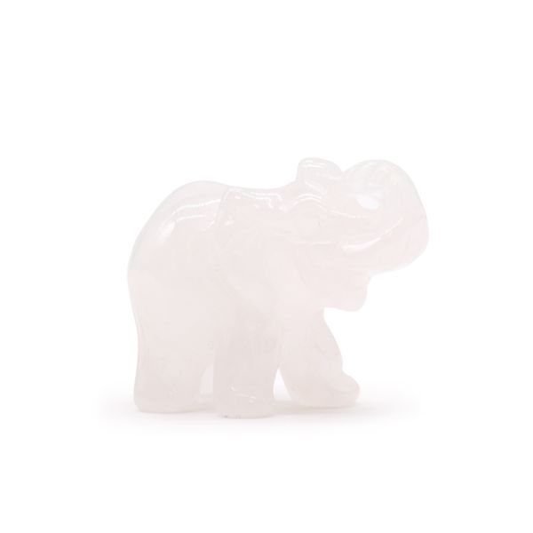 Elefante da Sorte de Pedras Preciosas - Quartzo Rosa - 50x35x25mm