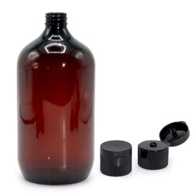 Sticlă de Plastic de 1000ml Chihlimbar cu Capac Flip Top 28mm