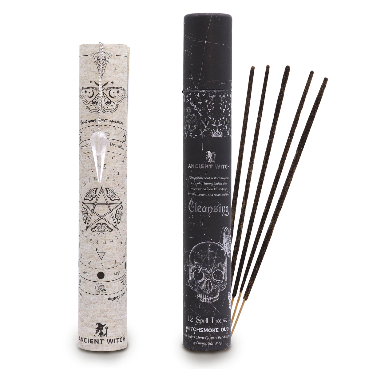 Incenso antigo para feitiços de bruxas - Purificação - Pêndulo de cristal de rocha