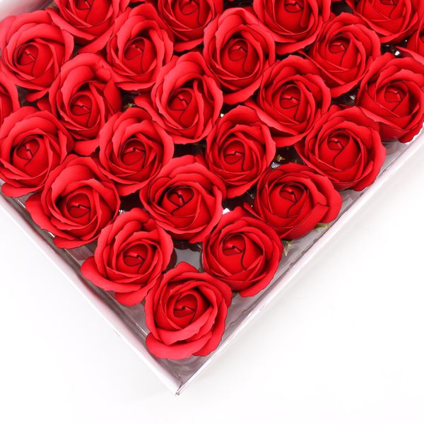 Fleur de Savon pour Bouquet - Rose Moyenne - Rouge avec Bordure Noire