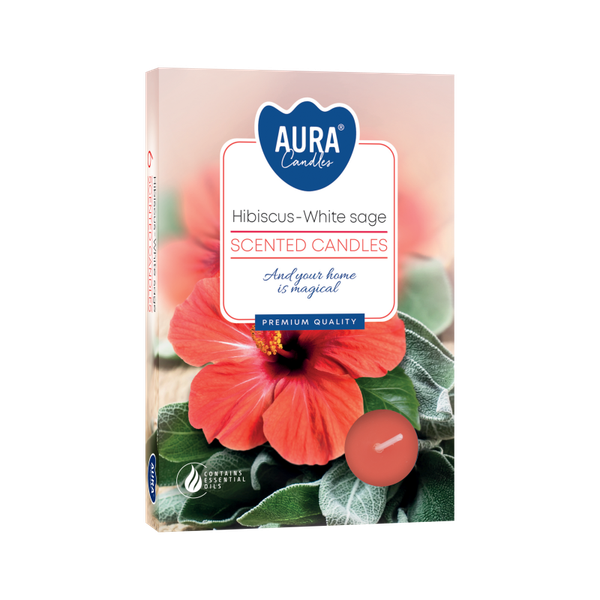 Set of 6 Scented Tealights - Hibiscus & White Sage