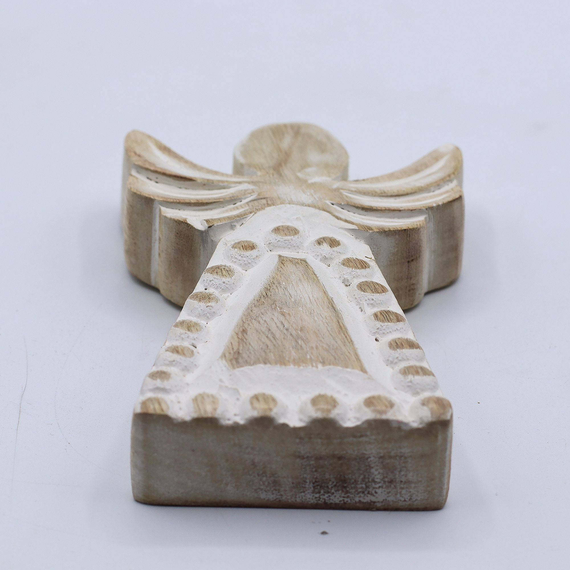 Anđeo od Drveta Manga - Bijela Patina - 13cm