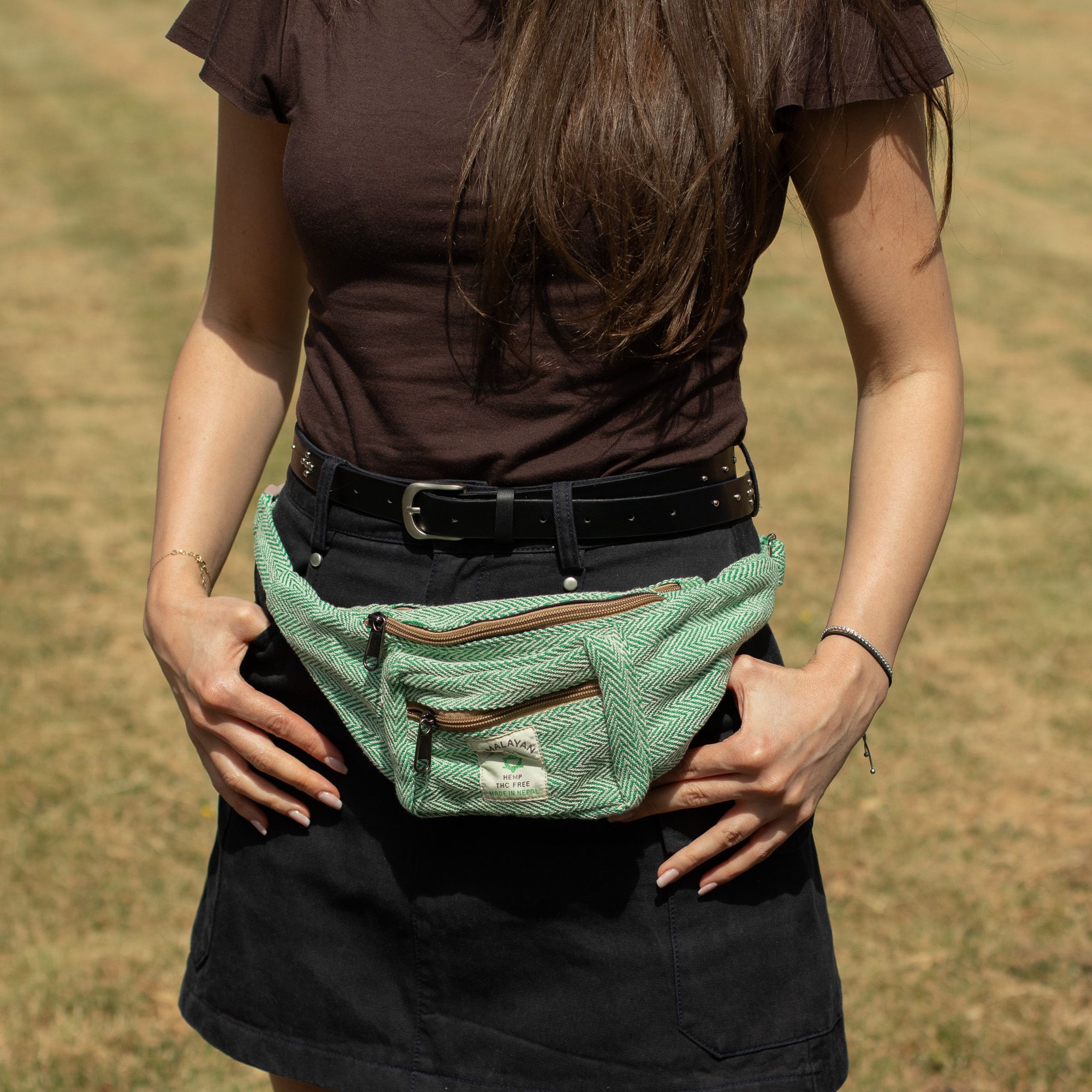 Cotton Hemp Style Belt (or Fanny) Bag - Sage