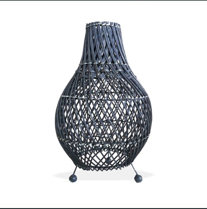 Lámpara de Mesa de Mimbre - Negro