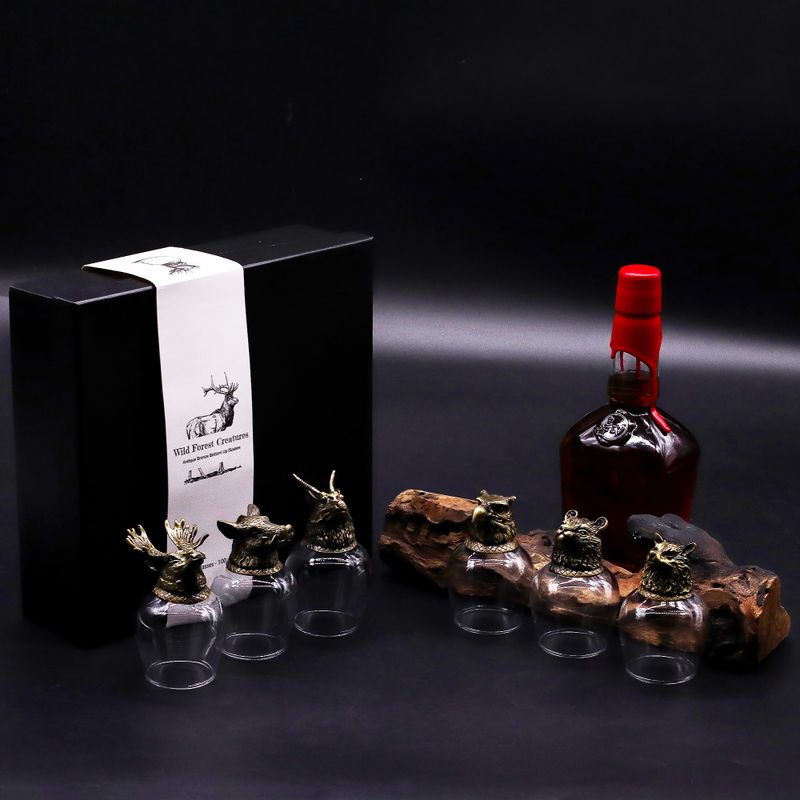 Gift Set of 6 Bottom Up Glasses (100ml) - Wild Forest Creatures