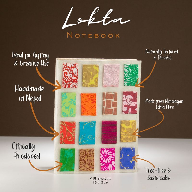 Med Lokta Mini Tiles Notebook (15x12cm) - 45 leafs - Natural