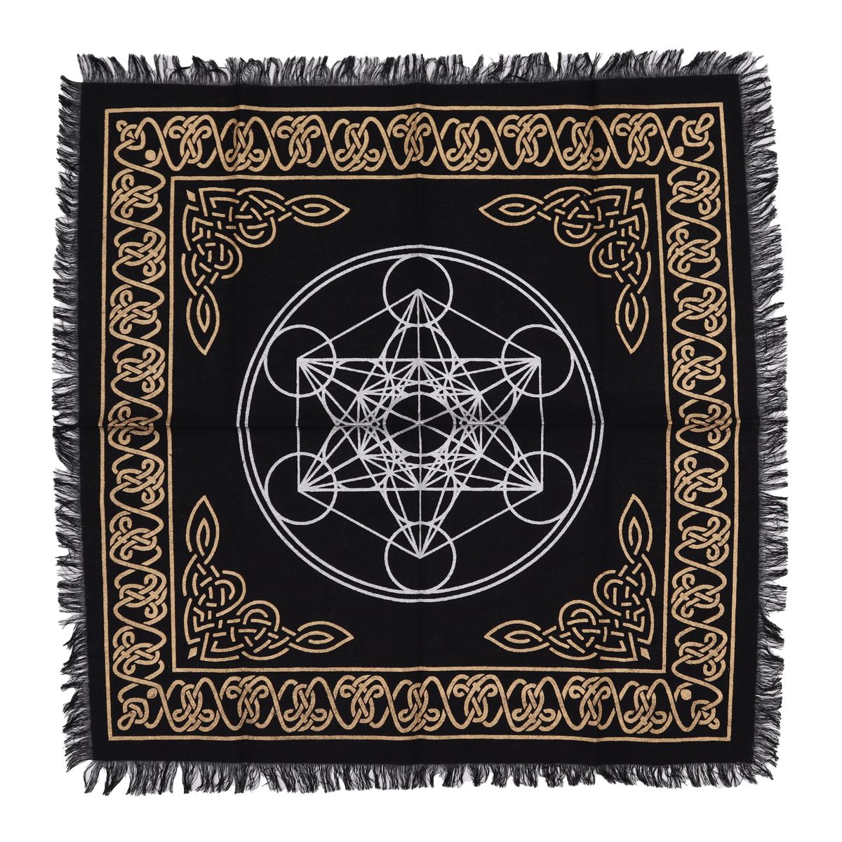 Toalha de altar esotérica com franjas - Gráfico dos chakras