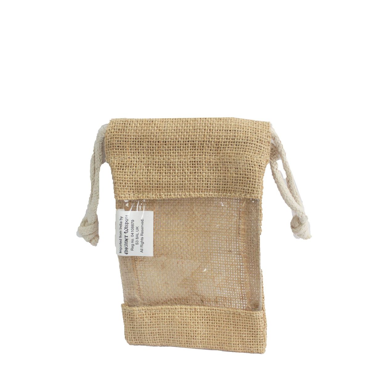 Pequena - Saco de juta com janela 16x10 cm