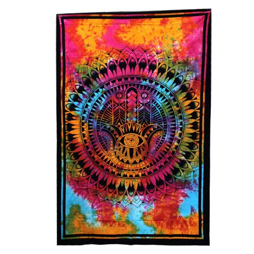Colcha individual de algodão + tapeçaria - Hamsa