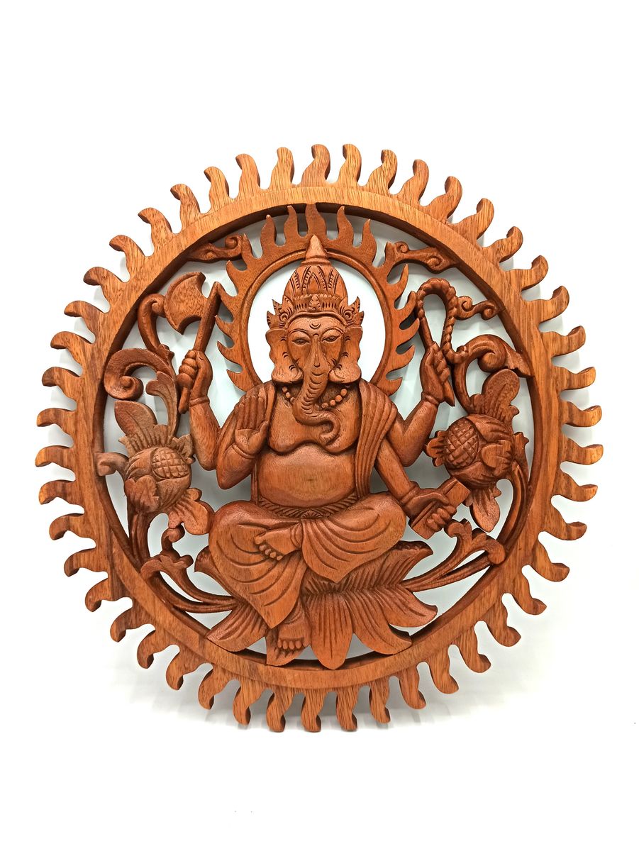 Painel de madeira - Ganesh 40 cm