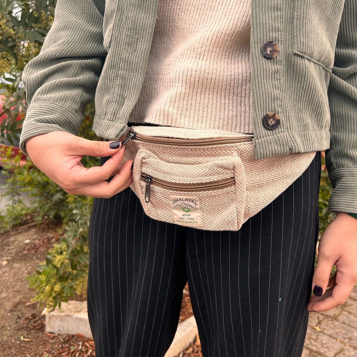 Bolsa tipo cinto em estilo cânhamo e algodão (ou bolsa de cintura) - Natural