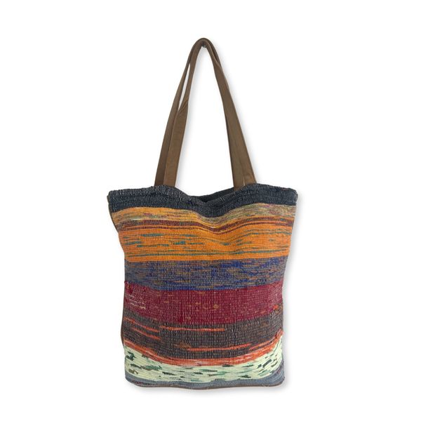 Sac de Grand Tapis Recyclé - Teintes de Champignons