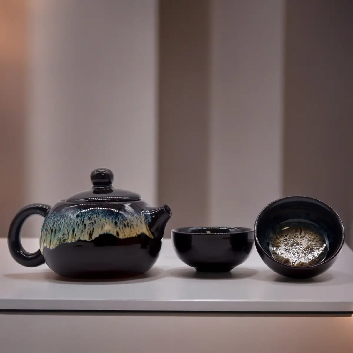 Herbal Black Glaze Teapot Set - Pot & Two Cups — Tea · GlowDuty apothecary