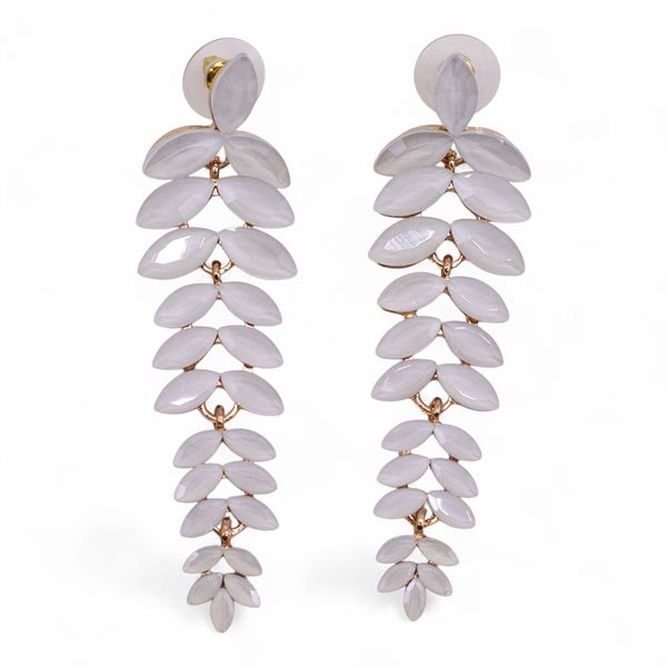 Pendientes de Cristal Vintage - Largo - Perla