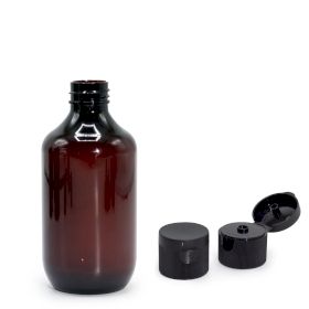 Sticlă de Plastic de 250ml Chihlimbar cu Capac Flip Top 28mm