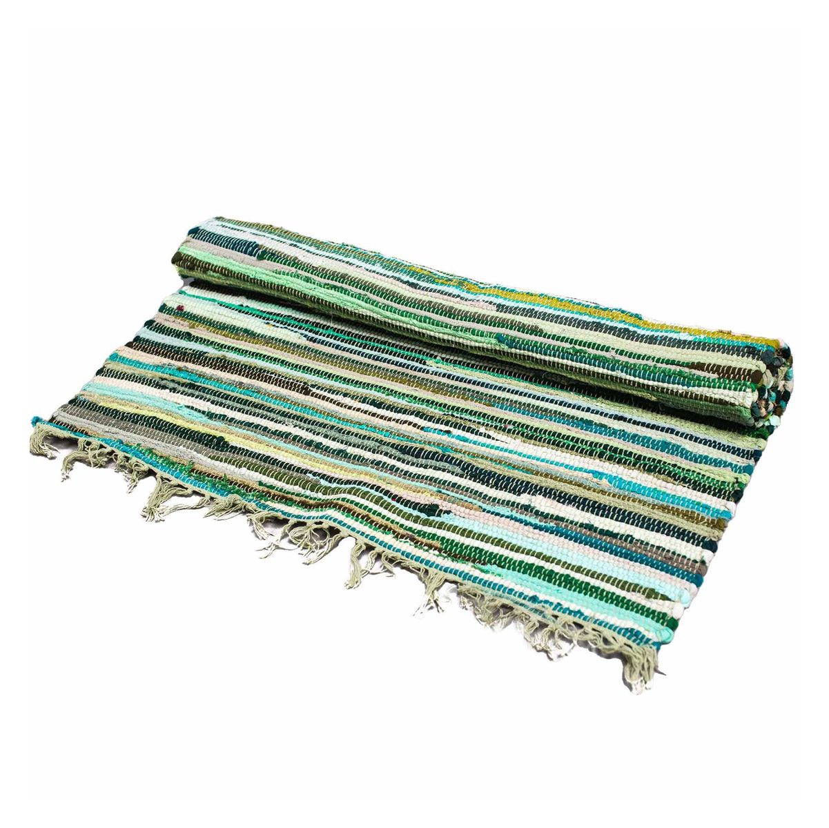 Tapete de trapo grande - 150x90 cm - qualidade premium - Verdes naturais
