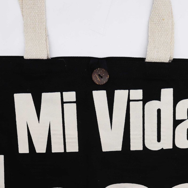 Iconic Classic Tote Bag - Mi Vida Loca - Black Natural 10oz (36x43x10cm)