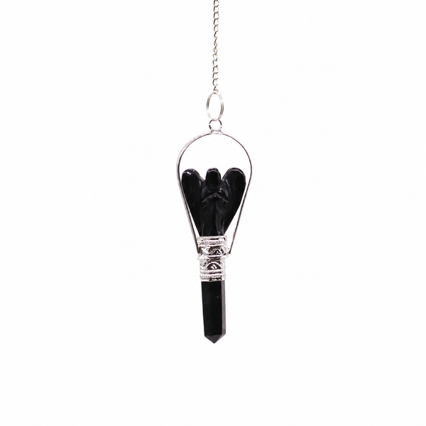 Angel Pendulum with Ring- Black Agate