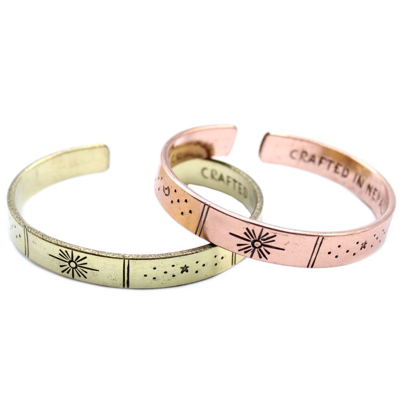 Bracelet Inspiration - Soleil, Galaxie, Étoiles, Terre, Laiton