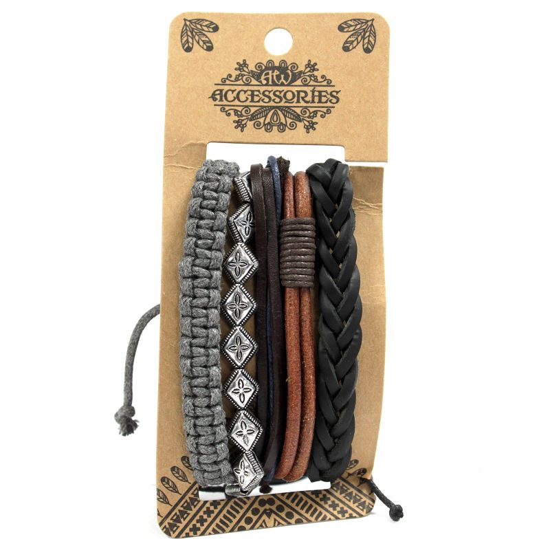 Set de Bracelet pour Homme - Metal & Cuir (assortis)
