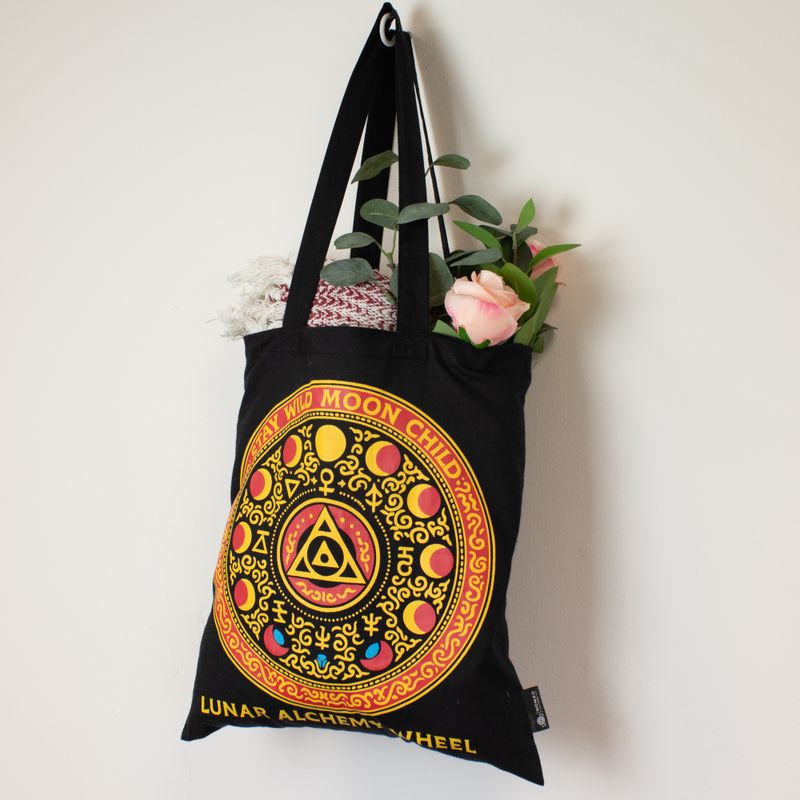 Культова Базова Сумка-тоут Чорна (40x36 см), 6 oz - Luna Alchemy Wheel