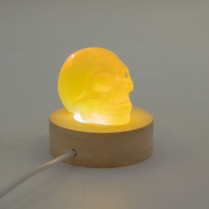 6cm Round Wooden USB LED Stand - Cool/Warm/Daylight