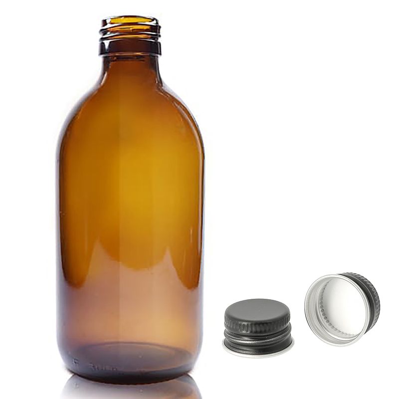 300ml Jantarová Skleněná Lékovka - Bez Uzávěru