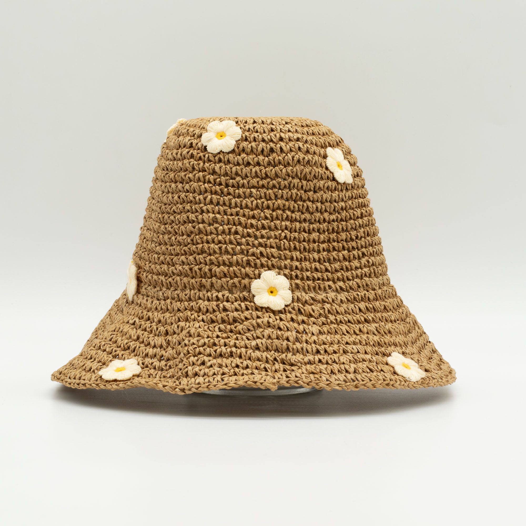 Nomad Sari Sombrero de Paja con Ala Flexible para Sol - Café y Daiseys