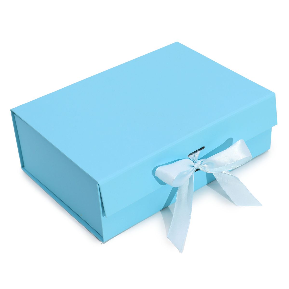 Caixa de presente dobrável com laço 28,2 x 20,2 x 9,2 cm - Azul Bebé