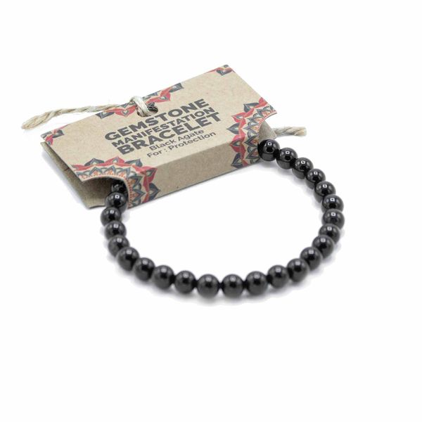 Bracelet de Manifestation en Gemmes - Agate Noire - Protection
