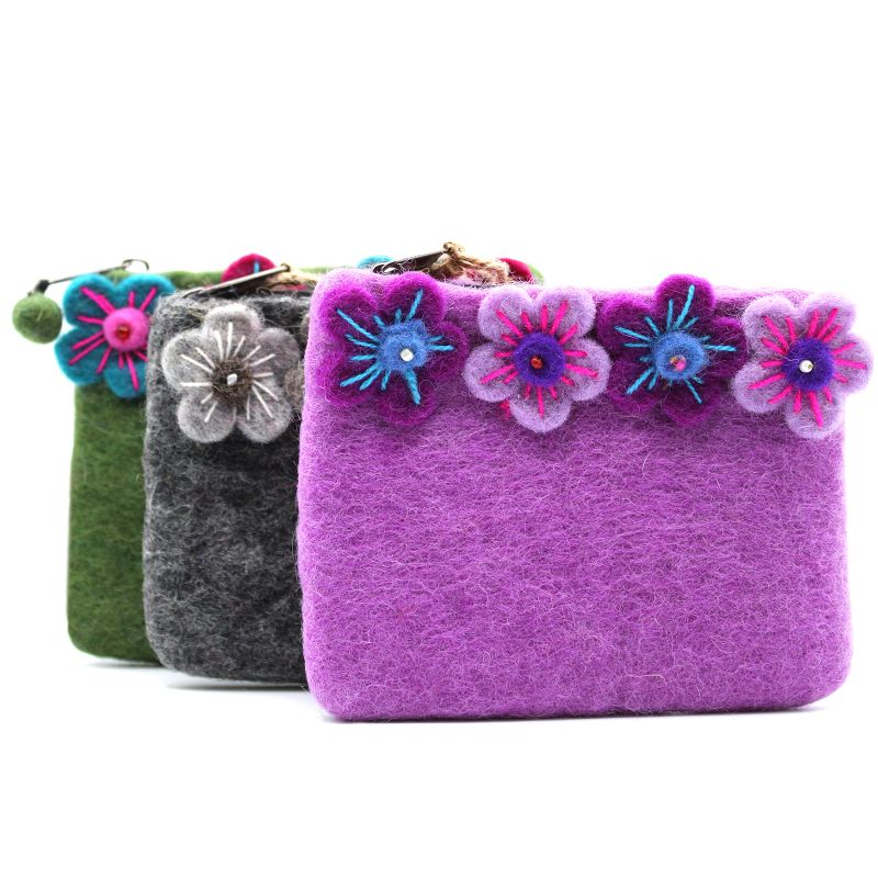 Pochette en feutre naturel (asst) - Quatre Fleurs