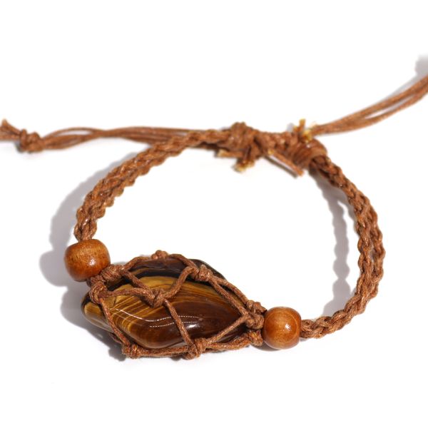 Bracelet en cordon pour  pierres précieuses 20-28 cm/7,8-11 pouces - Marron