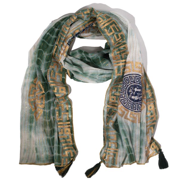 Nomad Sari Verano Marbella Pañuelo estampado - Verde con Oro  (180x50cm)