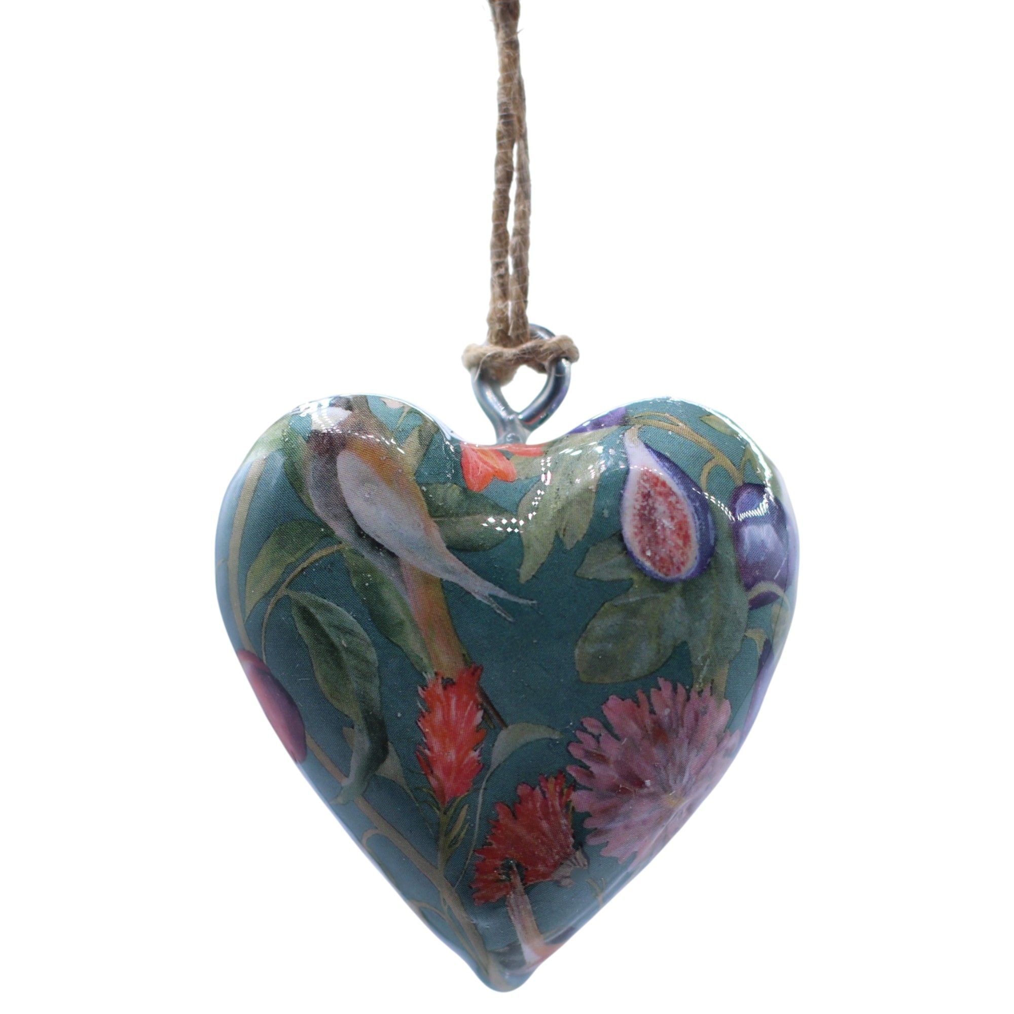 Stora Dekorativa Trähjärtan - Fågel & Blommor - i Displayburk