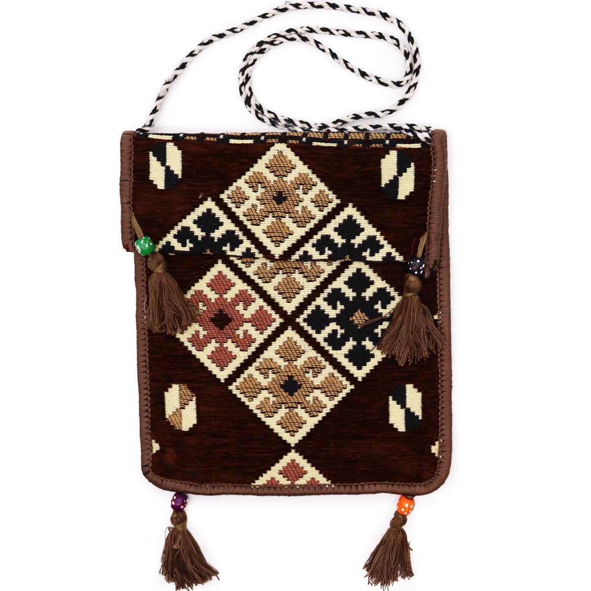 Mala a tiracolo de festival Kilim castanho