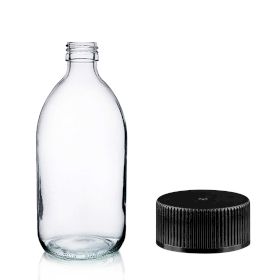 Sticlă pentru Medicamente din Sticlă Transparentă de 200 ml cu Capac din Plastic Negru