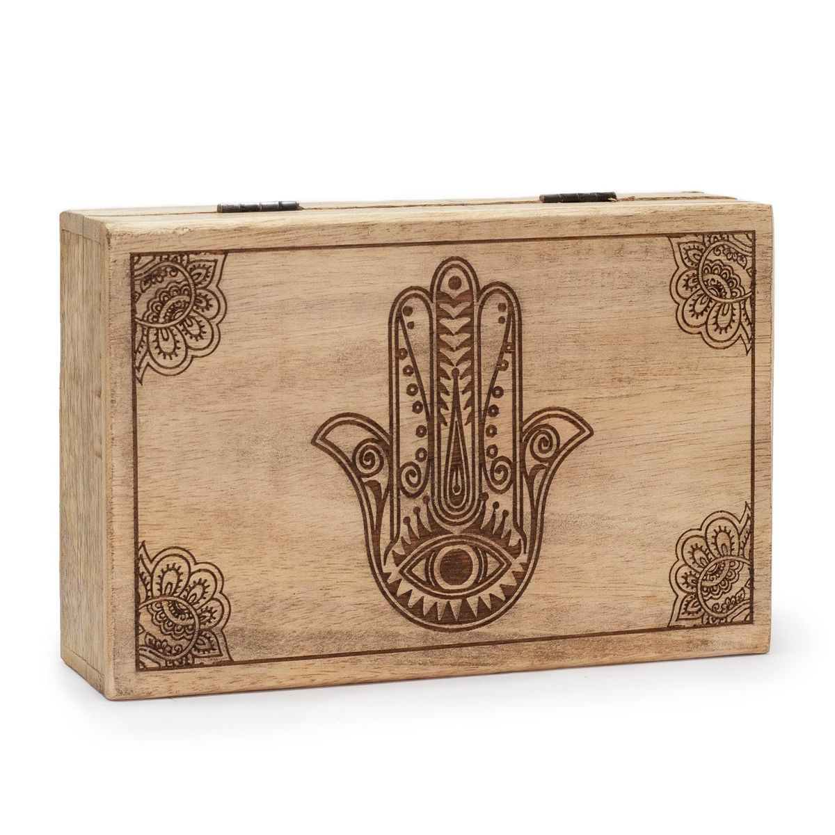 Caixa retangular grande 21,5 x 14 x 6,3 cm - Hamsa Preta