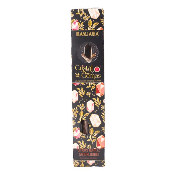 Banjara Cristal Gemmes - quartz fumé bois de santal