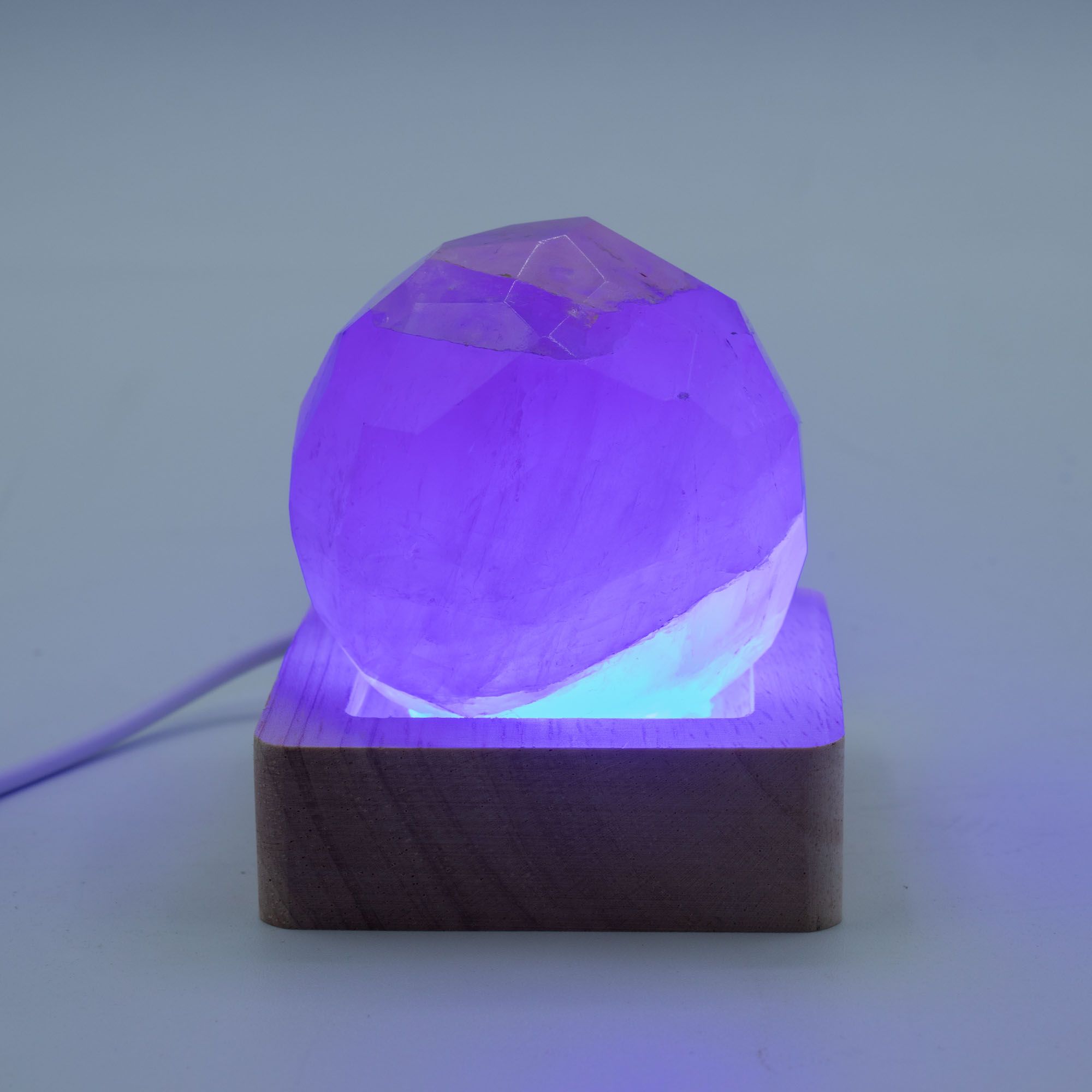 Base USB LED de Madeira Quadrada 6 cm - Multicolorido